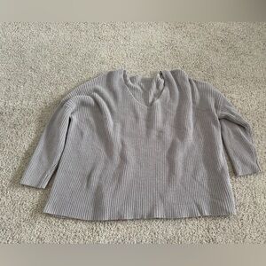 Gray Ribbed Knit Sweater